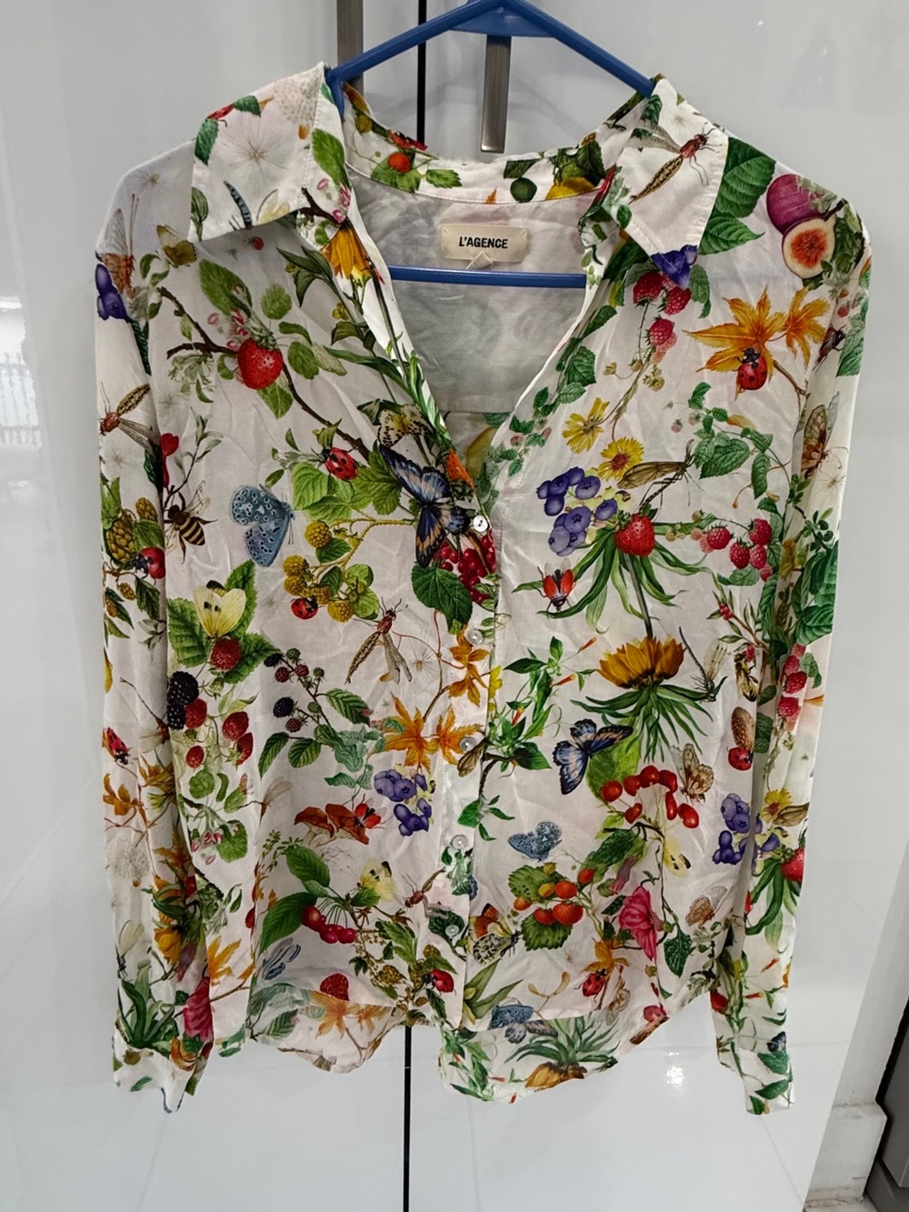 L'AGENCE Multicolor Botanical & Fruit Print Button-Down Shirt